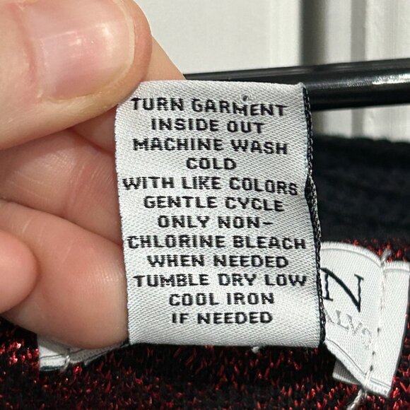 Carmen Carmen Marc Valvo Off The Shoulder Sweater Dress Red Black Sz XL Damask - Picture 8 of 10